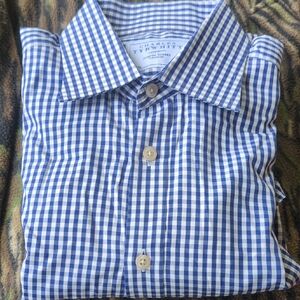 Charles Tyrwhitt Blue and White Gingham Shirt